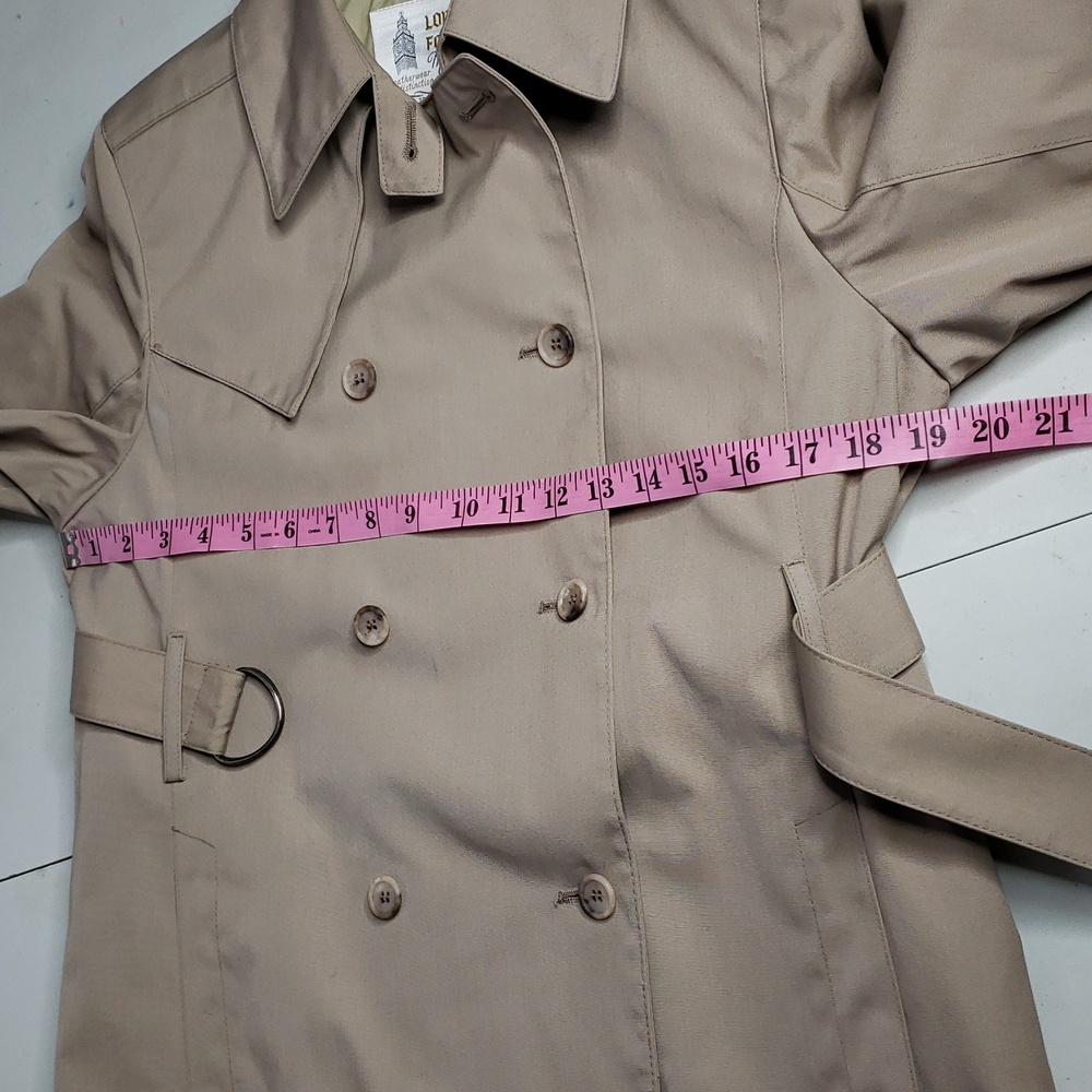 Vintage London Fog Combed Cotton Belted Trench Coat Size 8 Petite USA Classic - Picture 10 of 16